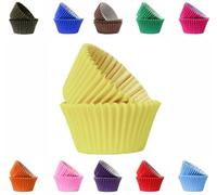 Vibrant, Colourful Baking Cupcake Cases, Greaseproof Paper Baking Cups 50mm Cup Cake Muffin Cases (100, Yellow)
