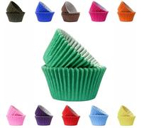 Vibrant, Colourful Baking Cupcake Cases, Greaseproof Paper Baking Cups 50mm Cup Cake Muffin Cases (100, Green)