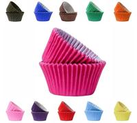 Vibrant, Colourful Baking Cupcake Cases, Greaseproof Paper Baking Cups 50mm Cup Cake Muffin Cases (100, Hot Pink)