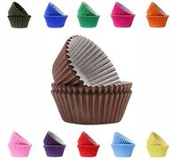 Vibrant, Colourful Baking Cupcake Cases, Greaseproof Paper Baking Cups 50mm Cup Cake Muffin Cases (200, Brown)