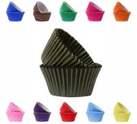 Vibrant, Colourful Baking Cupcake Cases, Greaseproof Paper Baking Cups 50mm Cup Cake Muffin Cases (25, Black)