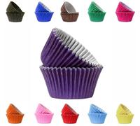 Vibrant, Colourful Baking Cupcake Cases, Greaseproof Paper Baking Cups 50mm Cup Cake Muffin Cases (50, Purple)