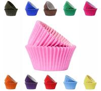 Vibrant, Colourful Baking Cupcake Cases, Greaseproof Paper Baking Cups 50mm Cup Cake Muffin Cases (500, Pink)