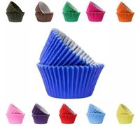 Vibrant, Colourful Baking Cupcake Cases, Greaseproof Paper Baking Cups 50mm Cup Cake Muffin Cases (75, Blue)
