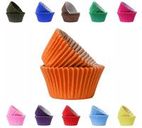 Vibrant, Colourful Baking Cupcake Cases, Greaseproof Paper Baking Cups 50mm Cup Cake Muffin Cases (75, Orange)