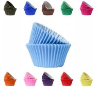 Vibrant, Colourful Baking Cupcake Cases, Greaseproof Paper Baking Cups 50mm Cup Cake Muffin Cases (75, Sky Blue)