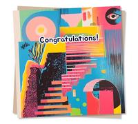 Vibrant Congratulations Card for Friend or Loved One - Funky Design, Abstract, Colourful - for Women, Men, Colleague, Bestie, Relative, Partner, Son, Daughter