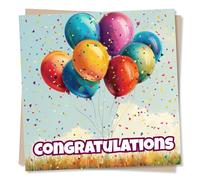 Vibrant Congratulations Card - Multicoloured Design - Celebrations Card for Good News, New Job, Exam Success, Driving Test, New Baby