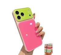 Vibrant Contrast Color Dopamine Acrylic Phone Case Cute Y2K Trendy Aesthetic Anti Yellowing Slim Shell Non Slip Protective Skin Scratch Shockproof Lightweight for All iPhone Series(Stylea,14PM)