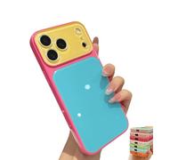 Vibrant Contrast Color Dopamine Acrylic Phone Case Cute Y2K Trendy Aesthetic Anti Yellowing Slim Shell Non Slip Protective Skin Scratch Shockproof Lightweight for All iPhone Series(Stylec,15)
