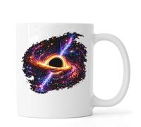 Vibrant Cosmic Black Hole Energy Ceramic Tea Coffee Mug White