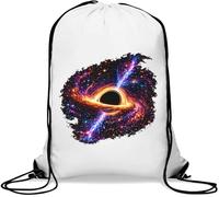 Vibrant Cosmic Black Hole Energy Gym Sack Casual Drawstring Bag White