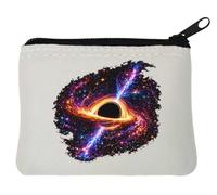 Vibrant Cosmic Black Hole Energy Neoprene Coin Purse Pouch 10x11cm White