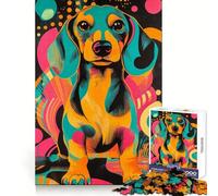 Vibrant Dachshund Poster 1000 Pieces Jigsaw Puzzles for Teenagers Strategic Think Serene Escape Clean Cut Thoughtful Xmas (38x52cm)