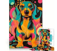 Vibrant Dachshund Poster Adults 1000 Pieces Puzzle Mind Training Fun Burr Free Clean Cut Pieces Heartwarming Gathering Activity (38x26cm)