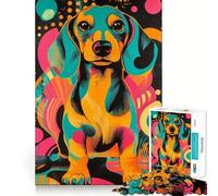 Vibrant Dachshund Poster Jigsaw Puzzles 1000 Mental Focus Game Precision Cut Smooth Edges Meaningful Connection Building Game (50x75cm)