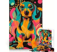 Vibrant Dachshund Poster Jigsaw Puzzles 1000 Piece for Teenagers Mental Workout Soothing Hobby (50x75cm)