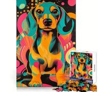 Vibrant Dachshund Poster Jigsaw Puzzles 1000 Pieces Cognitive Skill Gentle Pastime Solid Lock Unique Xmas Gift (38x26cm)