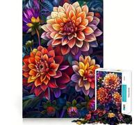 Vibrant Dahlias Adults 1000 Pieces Puzzle Mental Fun Game Advanced Laser Cutting Tech Amusing Challenge for Waiting Time (38x26cm)