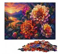 Vibrant Dahlias Wooden Jigsaw Puzzle, Adults, 1000 Pieces | Section-by-section building: a simple way to organise the image in spare time.