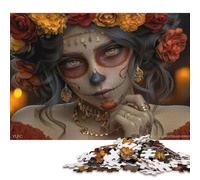 Vibrant Day Of The Dead Adults Fun 500 Piecess Wooden Jigsaw Puzzles Stress Relief Education Game Home Decoration Toy Intellectual Game Relaxation And Intelligence 500pcs (52x38cm)