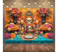 Vibrant Day of the Dead Altar Backdrop- vinyl, Multipurpose, Reusable, and Durable -Perfect for Mexican Fiesta, Cinco De Mayo 200x140CM