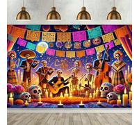 Vibrant Day of the Dead Background Banner - Colorful Polyester Decoration for Skull Festivals 300x200CM