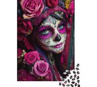 Vibrant Day Of The Dead Wooden Jigsaw Puzzles 1000 Pieces for Adults Fun Home Decoration Stress Relief Toy Education Game Toy Intellectual Game Challenge Educational 1000pcs (75x50cm)