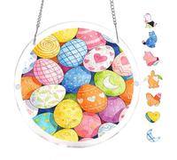 Vibrant Decorative Easter Eggs Scene 7.8x7.8Inch Round Acrylic Hanging Puzzle | Creative Home Accent with Visual Appeal