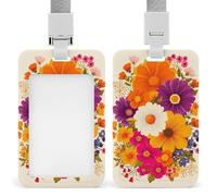 Vibrant Dense Floral Retro Flowers ID Badge Holder Retractable Clip Card Holder Card Protector Name Badge Name Tag for Work Office Doctor Nurse