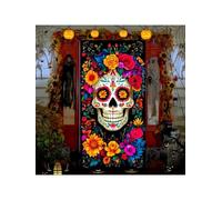 Vibrant Dia de los Muertos Skull Banner - Perfect for Day of the Dead Decor, Entryways, Walls & Front Yard Parties 250x180CM