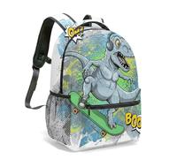 Vibrant Dinosaur Silhouette 16 Inch Backpack All-Over Print Roar Dino Pattern Seamless Travel Daypack for Gift (02)