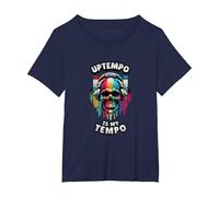 Vibrant DJ Graphic | Electronic Music Audio Enthusiast T-Shirt, Women's Plus, Navy Blue, 1X