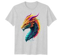 Vibrant Dragon Fantasy Mens Graphic T-Shirt Mythical Creature Tee for Men M Heather Grey
