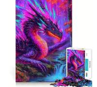 Vibrant Dragon in Fantasy Forest Jigsaw Puzzle 1000 Piece Creative Skill Toy Clean Cut Sturdy Components Travel-friendly Brain Game Gift (38x52cm)