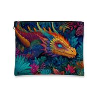 Vibrant Dragon Makeup Bag, Colorful Fantasy Cosmetic Organizer for Women, Portable Small Canvas Zipper Pouch, Travel Gift Toiletry Bag, Ideal for Festivals and Seasonal Events, Colorful, 7x9 Inch