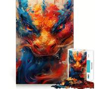 Vibrant Dragon Portrait Jigsaw 1000 Piece Mind Skill Play Stable Fit No Shifting Parts Enjoyable Pastime for Long Weekends (38x26cm)