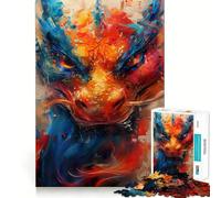 Vibrant Dragon Portrait Jigsaws for Adults1000 Pieces Brain Memory Game Fine Cut Premium Finishing Engaging Way to Pass Free Hours (38x52cm)