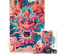 Vibrant Dragon Roar Jigsaw 1000 Pieces Memory Skill Fun Smooth Edge Perfect Interlock Fun-filled Way to Fill Empty Hours (38x26cm)