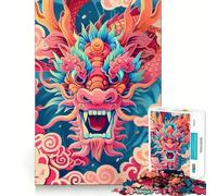 Vibrant Dragon Roar Jigsaw Puzzles 1000 Cognitive Skill Toy Smooth Burr Free Surface Relaxing Indoor Group Activity (50x75cm)
