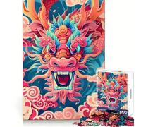Vibrant Dragon Roar Teenagers 1000 Piece Jigsaw Puzzle Smart Training Restful Escape Flawless Cut Xmas Surprise (50x75cm)