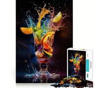 Vibrant Drink Artdeco Jigsaw Puzzles 1000 Mental Focus Game Precision Cut Smooth Edges Meaningful Connection Building Game (38x52cm)