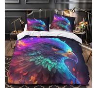 Vibrant Eagle Art Duvet Cover 3D Design Printed Wrinkle-Resistant 3 Pieces Bedding Set Zipper Quilt Cover Ultra Soft Breathable for Teens Kids Girls Boys Women Adults Single（135x200cm）