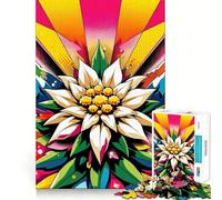 Vibrant Edelweiss Art Jigsaw for Teenagers 1000 Pieces Memory Fun Game Smooth Burr Free Surface Birthday Gift Brain Teaser Toy (38x26cm)