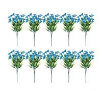 Vibrant Faux Flowers 10 Bundle Set of Morning Glory & Eucalyptus for Beautiful Arrangements (Blue)