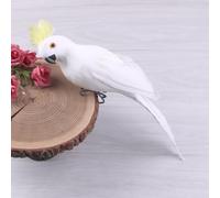 Vibrant Feathered Parrot Ornament, Artificial Fake Bird for Garden or Wedding Decor, 25cm (crown yellow and white)