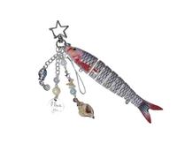 Vibrant fish bait ring rustproof fishing theme with secure metal clip for backpack bags and outdoor accessories