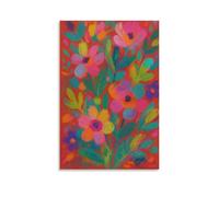 Vibrant Floral Abstract Bold Red Colorful Expressive Flowers Boho Modern Wall Art Paintings Canvas Prints Poster Artwork for Living Room Bedroom Bathroom Office Home Decor 12x18inch(30x45cm)