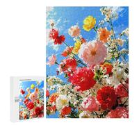 Vibrant Floral Arrangement Against Blue Sky Jigsaw Puzzle, 500 PCS, Indoor Activity for The Home, Classic Jigsaw Entertainment for The Home, for Family Fun