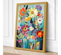 Vibrant Floral Arrangement Canvas Wall Art Print 24x16 Inch